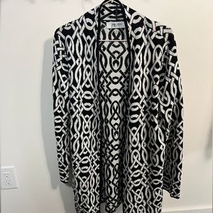 Jones Studio black And White Print Open Cardigan size medium